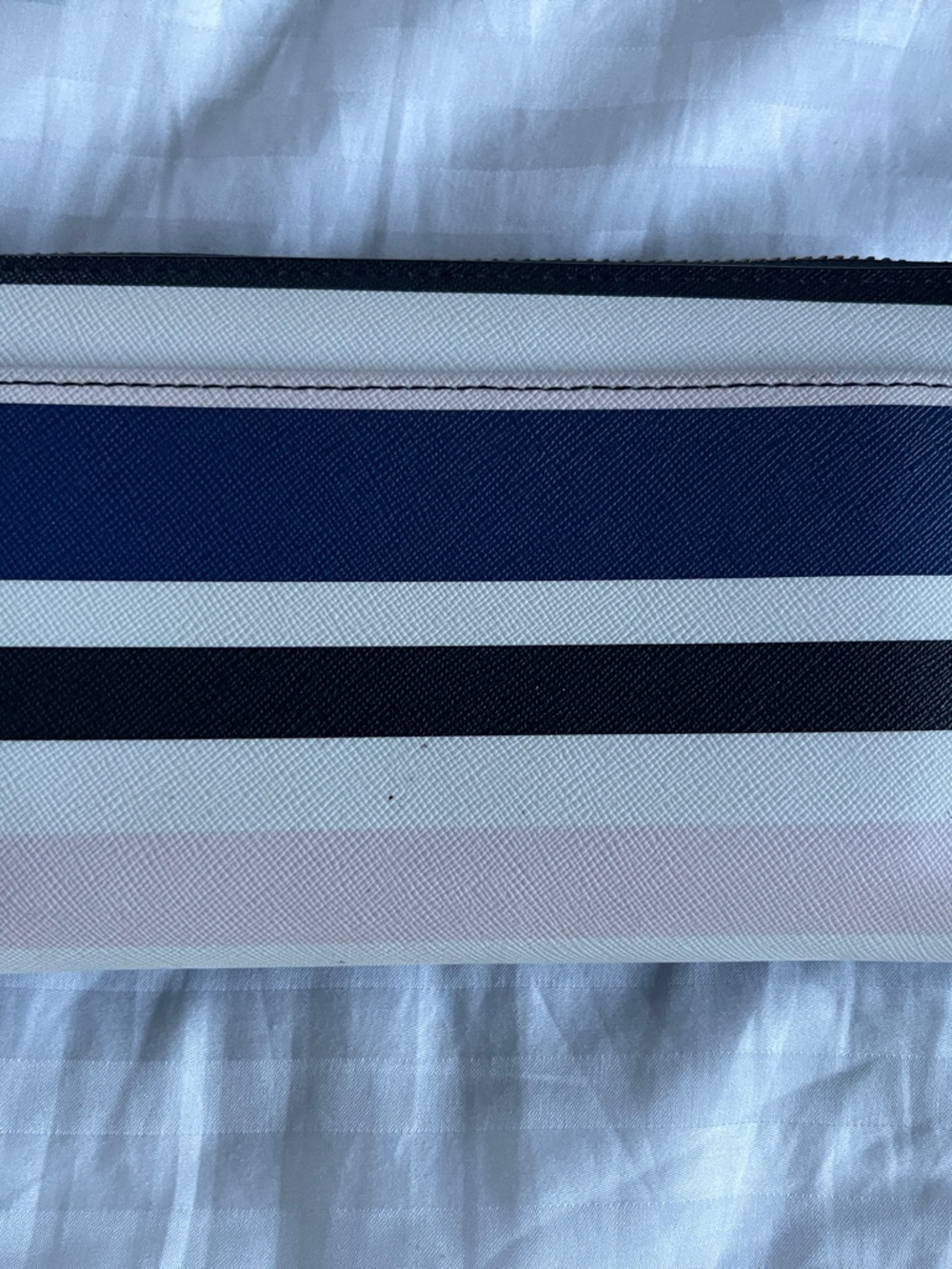 kate spade Navy, Black & White Striped Zip Around Wallet - Picture 2 of 3